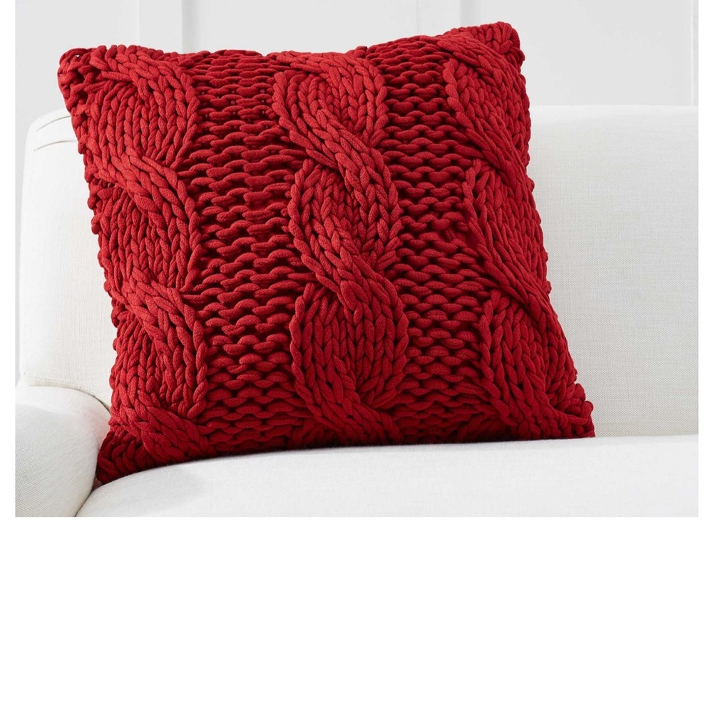 Red Cable Knit Throw Pillow Decorative‎ Chunky Knit Home Accent – 20x20 (3 Set)